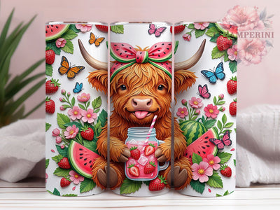 Highland Cow Watermelon 20oz Tumbler, Highland Cow Watermelon, Watermelon Highland Cow, Highland Cow Tumbler, Watermelon Tumbler, 20oz Tumbler, Cute Highland Cow, Tumbler Wrap Sublimation Li Zamperini 