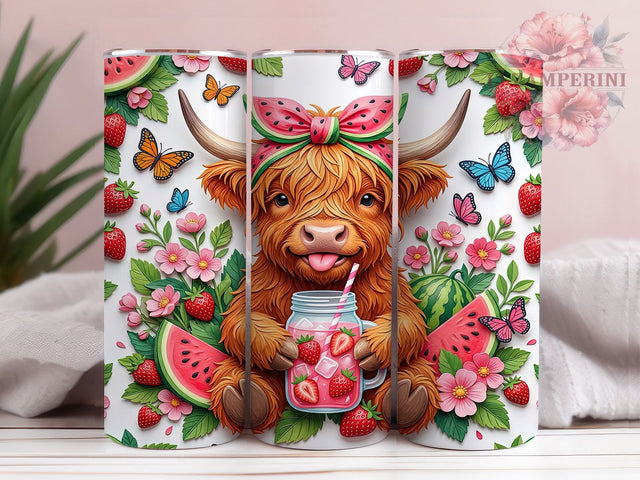 Highland Cow Watermelon 20oz Tumbler, Highland Cow Watermelon, Watermelon Highland Cow, Highland Cow Tumbler, Watermelon Tumbler, 20oz Tumbler, Cute Highland Cow, Tumbler Wrap Sublimation Li Zamperini 