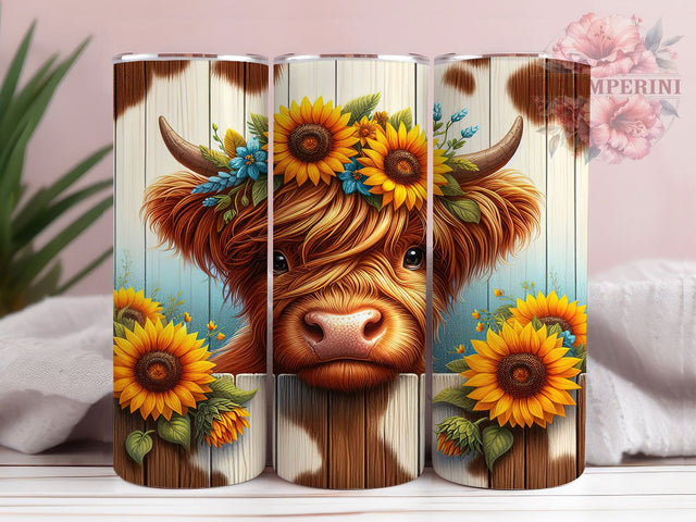 Highland Cow Western Sunflower Tumbler, Rustic Cowgirl Tumbler, 20oz Tumbler Sublimation, Country Farmhouse Tumbler, Digital Tumbler Wrap, Boho Western Tumbler Sublimation Li Zamperini 