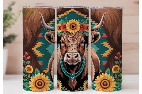Highland Cow Western Tumbler Wrap Sublimation PixelChick 
