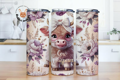 Highland Cow Whisperer Tumbler Wrap 20oz Skinny Sublimation Design, Instant Digital Download PNG Sublimation Rabbitmakies 