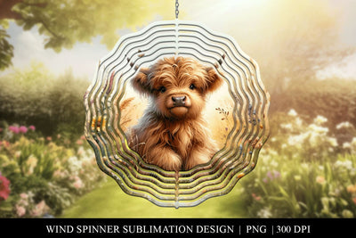 Highland Cow Wind Spinner, Garden Decoration Sublimation Sublimation BijouBay 