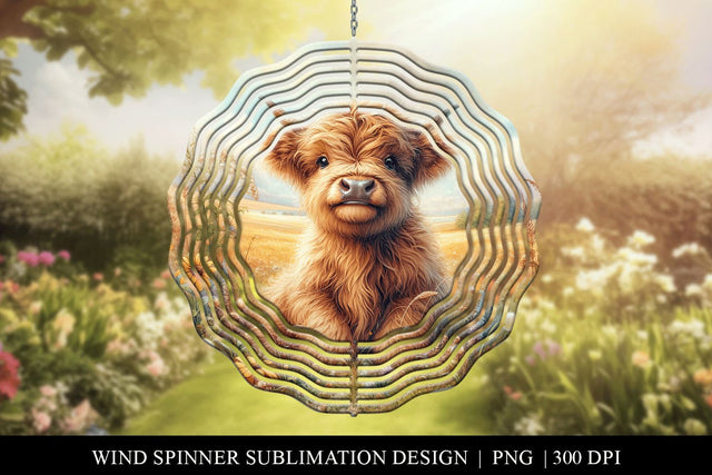 Highland Cow Wind Spinner Sublimation PNG, Farmhouse Garden Sublimation BijouBay 