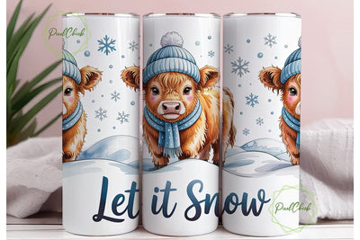 Highland Cow Winter Snow 20oz Tumbler Sublimation PixelChick 