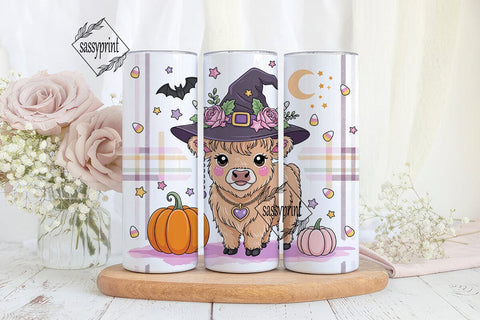 Highland Cow Witch 20oz Tumbler Wrap Sublimation sassyprint 