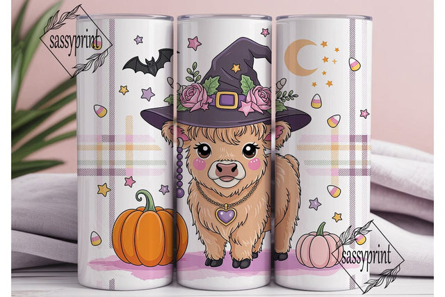 Highland Cow Witch 20oz Tumbler Wrap Sublimation sassyprint 