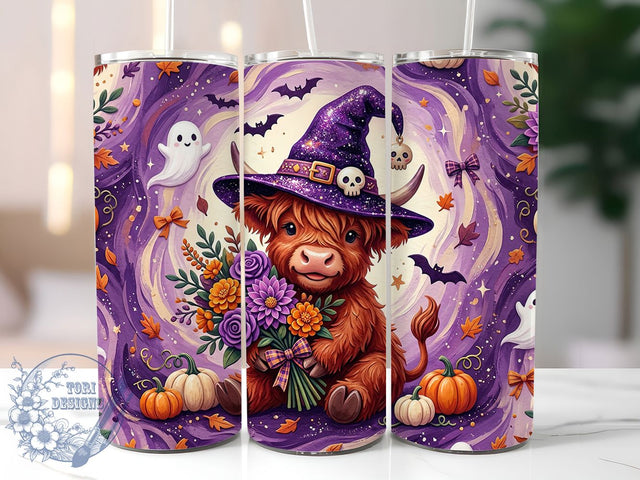 Highland Cow Witch Floral 20oz Tumbler, Highland Cow Witch, Witch Floral, Highland Cow Tumbler, 20oz Tumbler, Witch Tumbler, Floral Cow, Tumbler Wrap Sublimation ToriDesigns 