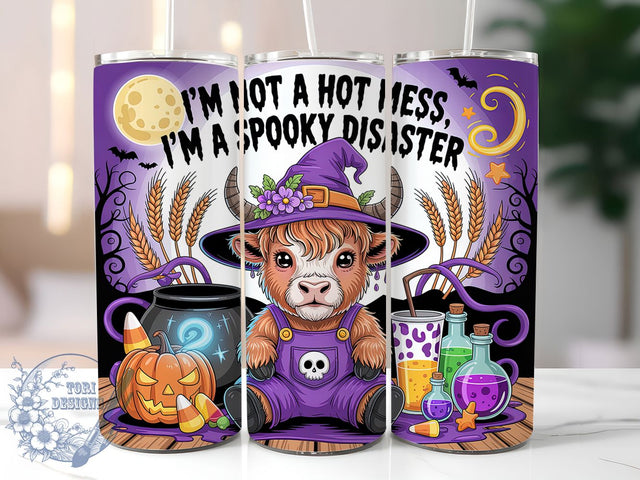 Highland Cow Witch Funny Halloween Tumbler, Spooky Disaster Wrap, Funny Halloween Cup, Cow Witch Design, 20Oz Sublimation Wrap, Farmhouse Halloween Drinkware, Cute Spooky Cow Sublimation ToriDesigns 