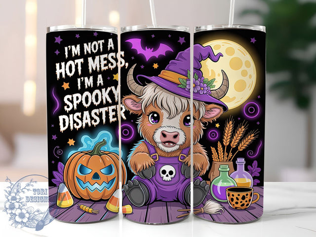 Highland Cow Witch Funny Halloween Tumbler, Spooky Disaster Wrap, Funny Halloween Cup, Cow Witch Design, 20Oz Sublimation Wrap, Farmhouse Halloween Drinkware, Cute Spooky Cow Sublimation ToriDesigns 