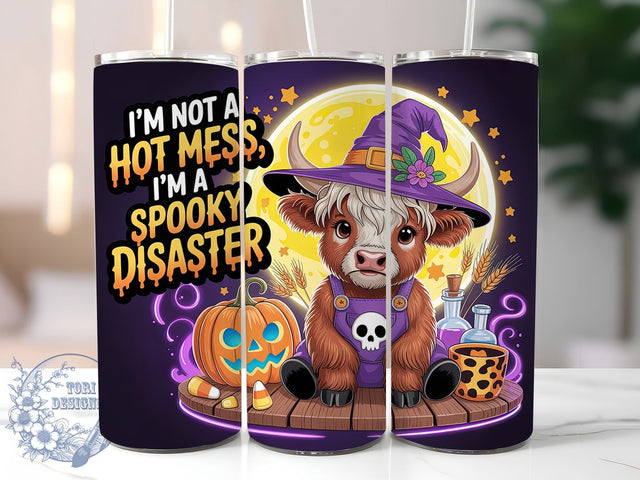 Highland Cow Witch Funny Halloween Tumbler, Spooky Disaster Wrap, Funny Halloween Cup, Cow Witch Design, 20Oz Sublimation Wrap, Farmhouse Halloween Drinkware, Cute Spooky Cow Sublimation ToriDesigns 