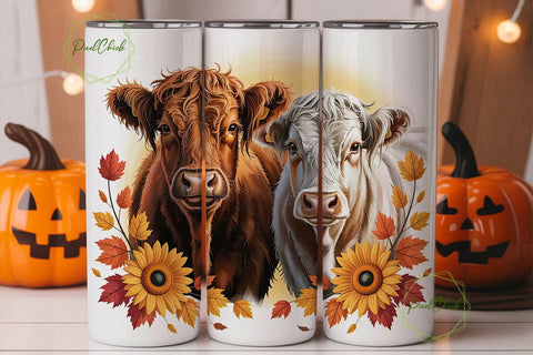 Highland Cows Autumn 20oz Tumbler Wrap Sublimation PixelChick 