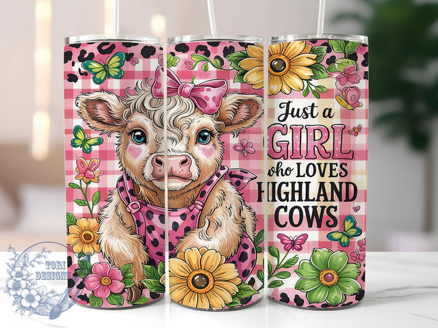 Highland Cows Cow Lover Tumbler, Girl Who Loves Cows, 20oz Tumbler Wrap, Sublimation Design, Farm Animal Tumbler, Custom Cow Tumbler, Cow Lover Tumbler Sublimation ToriDesigns 