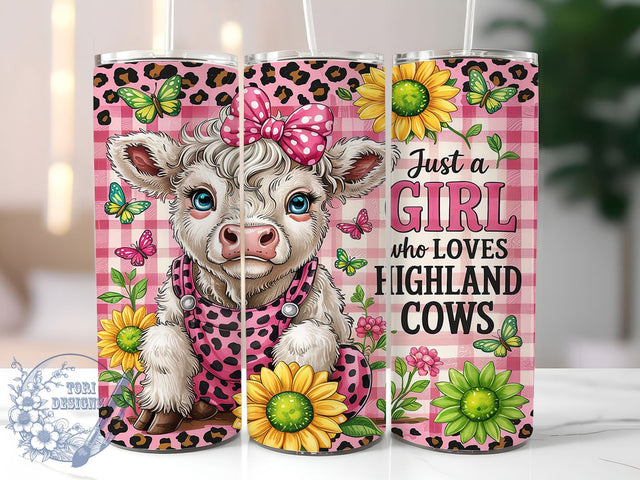 Highland Cows Cow Lover Tumbler, Girl Who Loves Cows, 20oz Tumbler Wrap, Sublimation Design, Farm Animal Tumbler, Custom Cow Tumbler, Cow Lover Tumbler Sublimation ToriDesigns 