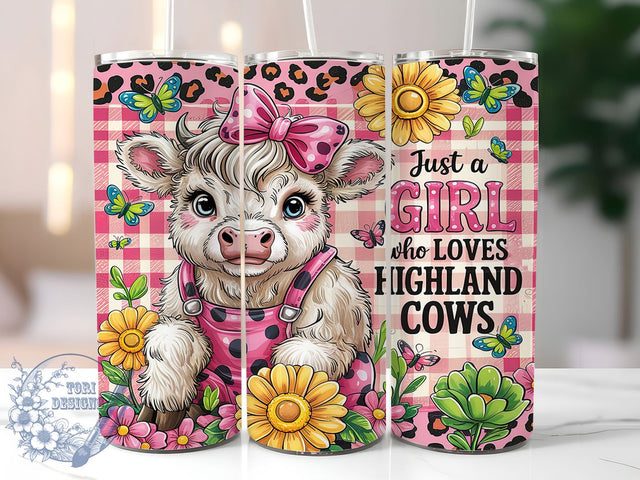 Highland Cows Cow Lover Tumbler, Girl Who Loves Cows, 20oz Tumbler Wrap, Sublimation Design, Farm Animal Tumbler, Custom Cow Tumbler, Cow Lover Tumbler Sublimation ToriDesigns 