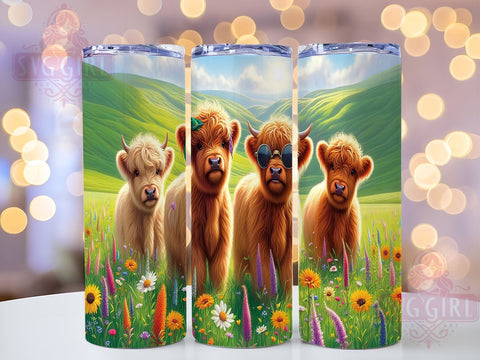 Highland Cows Tumbler, Cute Farm Animal Wrap, 20oz Tumbler Design, Sublimation PNG, Cow Squad Tumbler, Digital Download, Farm Animal Decor Sublimation SvggirlplusArt 