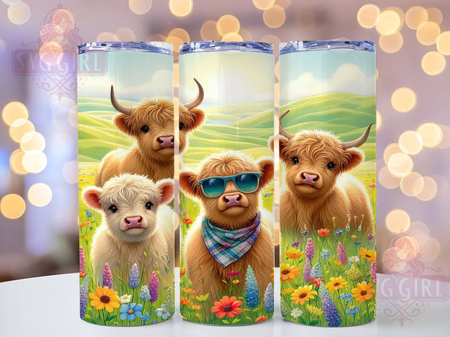 Highland Cows Tumbler, Cute Farm Animal Wrap, 20oz Tumbler Design, Sublimation PNG, Cow Squad Tumbler, Digital Download, Farm Animal Decor Sublimation SvggirlplusArt 