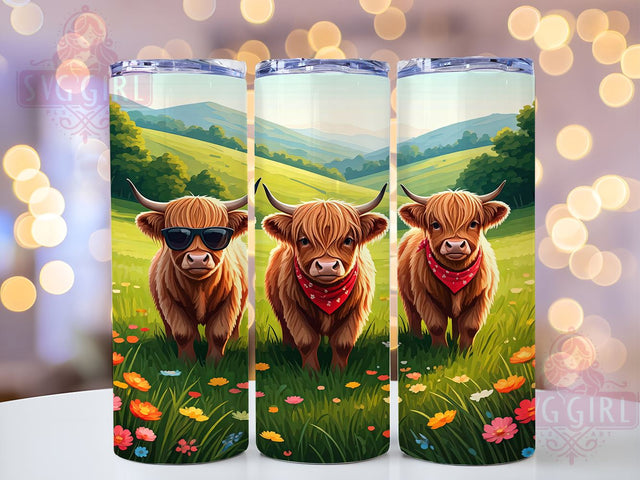 Highland Cows Tumbler, Cute Farm Animal Wrap, 20oz Tumbler Design, Sublimation PNG, Cow Squad Tumbler, Digital Download, Farm Animal Decor Sublimation SvggirlplusArt 