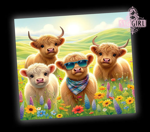 Highland Cows Tumbler, Cute Farm Animal Wrap, 20oz Tumbler Design, Sublimation PNG, Cow Squad Tumbler, Digital Download, Farm Animal Decor Sublimation SvggirlplusArt 