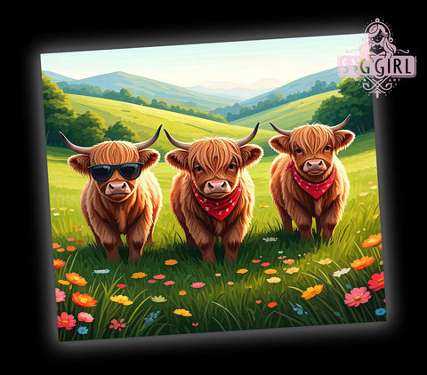 Highland Cows Tumbler, Cute Farm Animal Wrap, 20oz Tumbler Design, Sublimation PNG, Cow Squad Tumbler, Digital Download, Farm Animal Decor Sublimation SvggirlplusArt 
