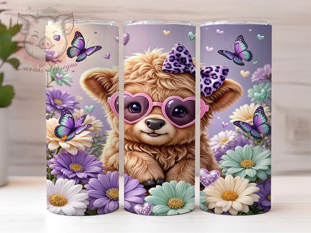 Highland Cub Whimsy 20oz Tumbler, Highland Cow, Cub Motif, Whimsical Style, Rustic Charm, Farmhouse Aesthetic, Skinny Tumbler, Sublimation PNG Sublimation Lara' s Designs 