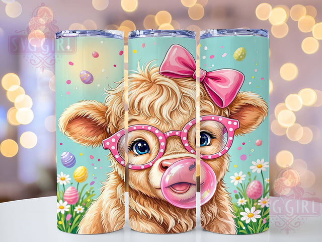 Highland Easter Bubblegum 20oz Tumbler, Highland Cow, Easter Theme, Bubblegum Colors, Spring Vibes, Whimsical Charm, 20oz Wrap, Sublimation Tumbler Sublimation SvggirlplusArt 