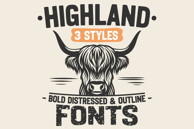 Highland Font Bundle | Western Rustic Vintage Serif Font SVG TonisArtStudio 