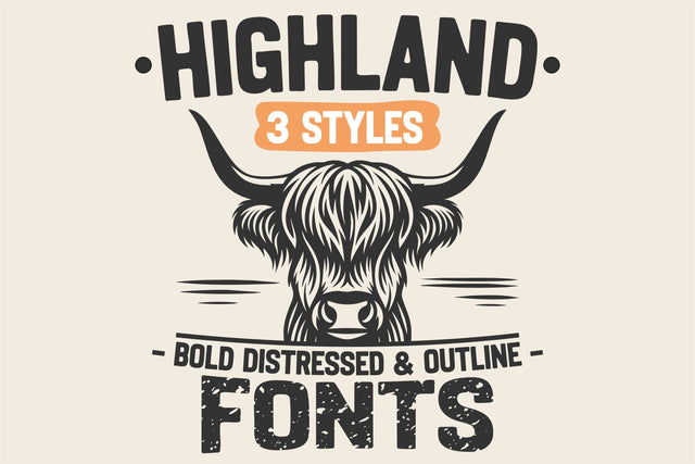 Highland Font Bundle | Western Rustic Vintage Serif Font SVG TonisArtStudio 