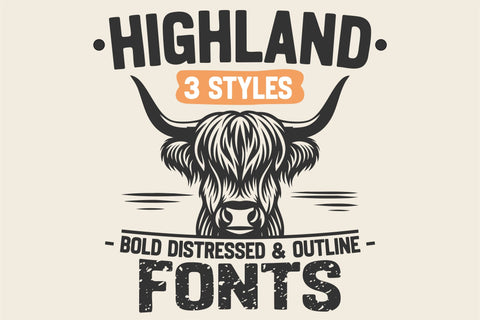 Highland Font Bundle | Western Rustic Vintage Serif Font SVG TonisArtStudio 