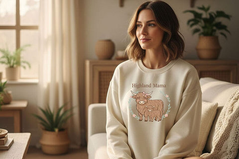 Highland Mama Png, Highland Cow Mom Png, Cute Cow and Calf Design, Farm Mom Sublimation Graphic, Western Mama Shirt Design SVG TiffsCraftyCreations 