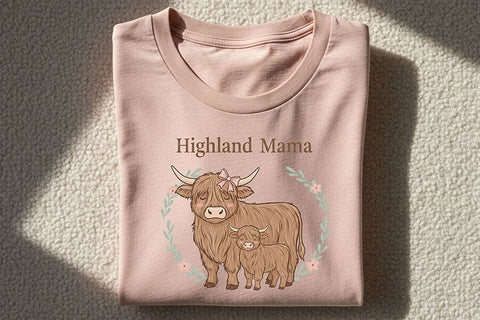 Highland Mama Png, Highland Cow Mom Png, Cute Cow and Calf Design, Farm Mom Sublimation Graphic, Western Mama Shirt Design SVG TiffsCraftyCreations 