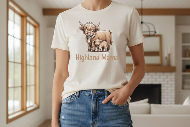 Highland Mama Png, Highland Cow Mom Png, Cute Cow and Calf Design, Farm Mom Sublimation Graphic, Western Mama Shirt Design SVG TiffsCraftyCreations 