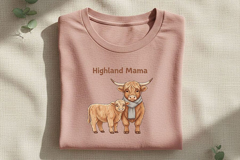 Highland Mama Png, Highland Cow Mom Png, Cute Cow and Calf Design, Farm Mom Sublimation Graphic, Western Mama Shirt Design SVG TiffsCraftyCreations 