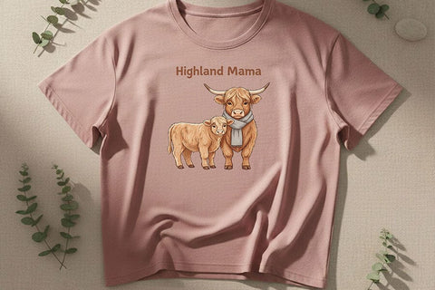 Highland Mama Png, Highland Cow Mom Png, Cute Cow and Calf Design, Farm Mom Sublimation Graphic, Western Mama Shirt Design SVG TiffsCraftyCreations 
