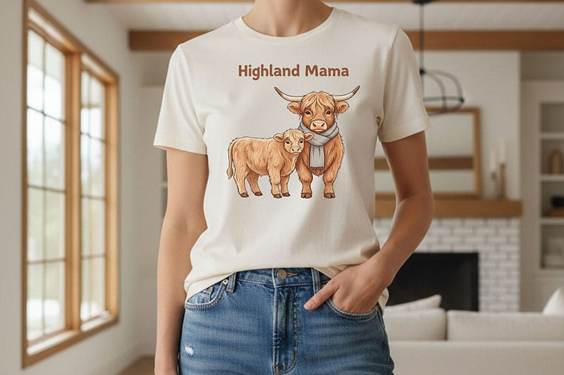 Highland Mama Png, Highland Cow Mom Png, Cute Cow and Calf Design, Farm Mom Sublimation Graphic, Western Mama Shirt Design SVG TiffsCraftyCreations 