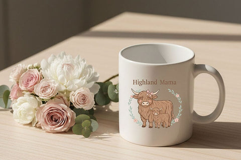 Highland Mama Png, Highland Cow Mom Png, Cute Cow and Calf Design, Farm Mom Sublimation Graphic, Western Mama Shirt Design SVG TiffsCraftyCreations 