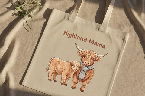 Highland Mama Png, Highland Cow Mom Png, Cute Cow and Calf Design, Farm Mom Sublimation Graphic, Western Mama Shirt Design SVG TiffsCraftyCreations 