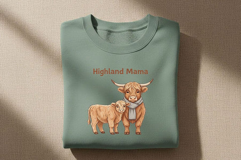 Highland Mama Png, Highland Cow Mom Png, Cute Cow and Calf Design, Farm Mom Sublimation Graphic, Western Mama Shirt Design SVG TiffsCraftyCreations 