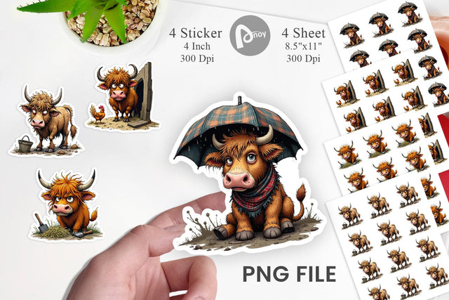 Highland Moo Sticker Sublimation artnoy 