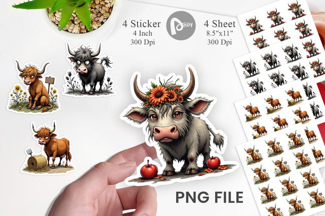 Highland Moo Sticker Sublimation artnoy 