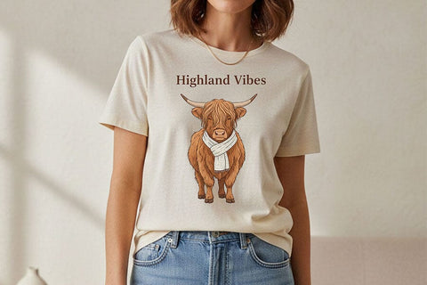 Highland Vibes Png, Highland Cow Png Design, Cozy Western Cow Graphic, Farmhouse Aesthetic Sublimation File, Country Boutique Shirt Design SVG TiffsCraftyCreations 