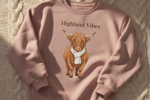 Highland Vibes Png, Highland Cow Png Design, Cozy Western Cow Graphic, Farmhouse Aesthetic Sublimation File, Country Boutique Shirt Design SVG TiffsCraftyCreations 