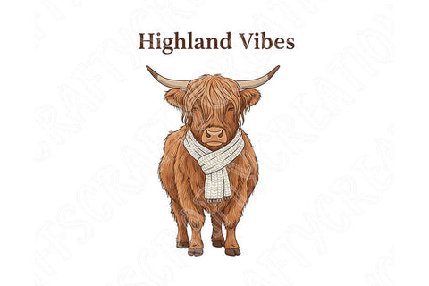 Highland Vibes Png, Highland Cow Png Design, Cozy Western Cow Graphic, Farmhouse Aesthetic Sublimation File, Country Boutique Shirt Design SVG TiffsCraftyCreations 