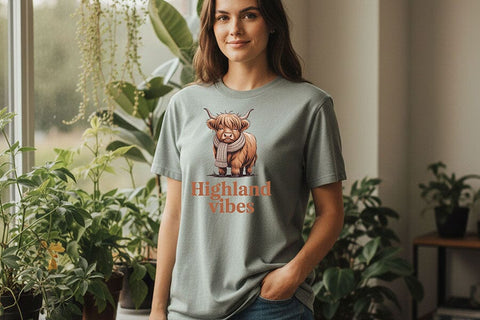 Highland Vibes Png, Highland Cow Png Design, Cozy Western Cow Graphic, Farmhouse Aesthetic Sublimation File, Country Boutique Shirt Design SVG TiffsCraftyCreations 