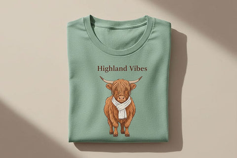 Highland Vibes Png, Highland Cow Png Design, Cozy Western Cow Graphic, Farmhouse Aesthetic Sublimation File, Country Boutique Shirt Design SVG TiffsCraftyCreations 