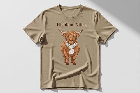 Highland Vibes Png, Highland Cow Png Design, Cozy Western Cow Graphic, Farmhouse Aesthetic Sublimation File, Country Boutique Shirt Design SVG TiffsCraftyCreations 