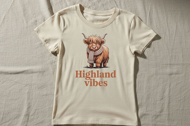 Highland Vibes Png, Highland Cow Png Design, Cozy Western Cow Graphic, Farmhouse Aesthetic Sublimation File, Country Boutique Shirt Design SVG TiffsCraftyCreations 