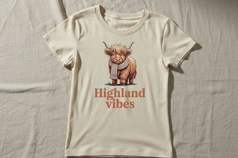 Highland Vibes Png, Highland Cow Png Design, Cozy Western Cow Graphic, Farmhouse Aesthetic Sublimation File, Country Boutique Shirt Design SVG TiffsCraftyCreations 