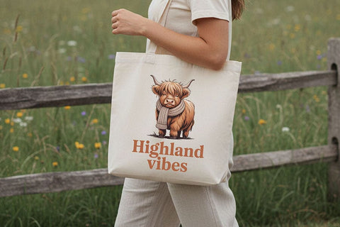 Highland Vibes Png, Highland Cow Png Design, Cozy Western Cow Graphic, Farmhouse Aesthetic Sublimation File, Country Boutique Shirt Design SVG TiffsCraftyCreations 