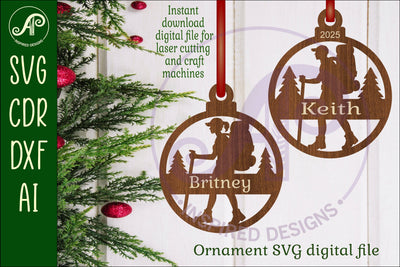 Hiker Christmas Ornament SVG SVG APInspireddesigns 