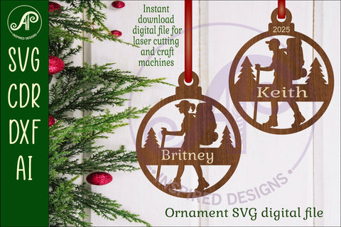 Hiker Christmas Ornament SVG SVG APInspireddesigns 